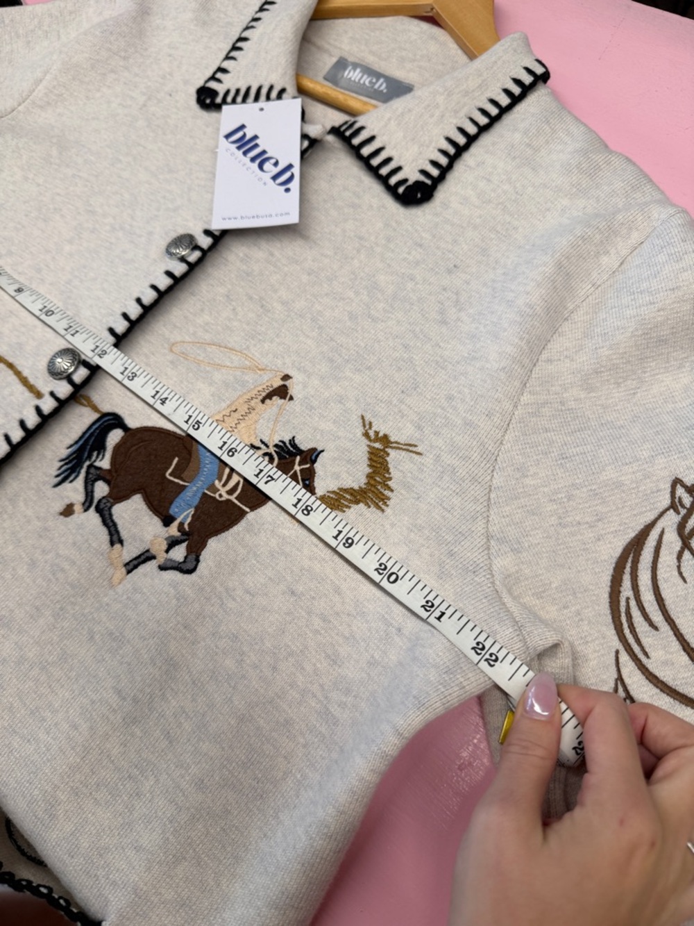 Western Embroidered Button-Up Jacket. blue b - Picture 13 of 13